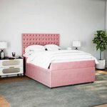 vidaXL Sommier à lattes de lit avec matelas Rose 160x200 cm Velours