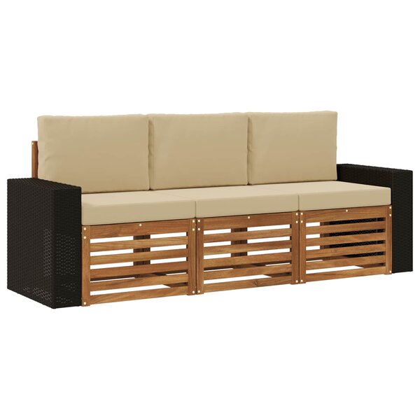 vidaXL Ensembles de canapés avec coussin 3 Pièces Bois d'Acacia Massif