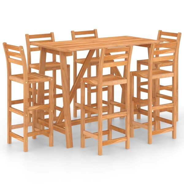 vidaXL Ensemble de bar d'extérieur 7 Pièces Bois d'acacia massif