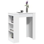 vidaXL Table de bar avec étagères blanc bois d'ingénierie