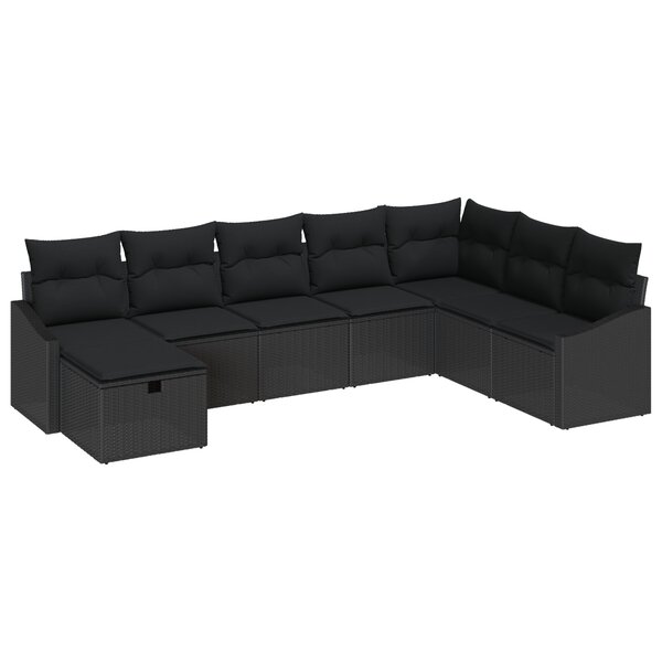 vidaXL Ensemble de canapé de jardin 8 Pièces Noir 55 x 62 x 69 cm