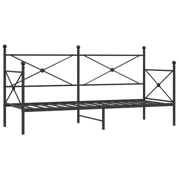 vidaXL Lit de repos sans matelas noir 90x190 cm acier