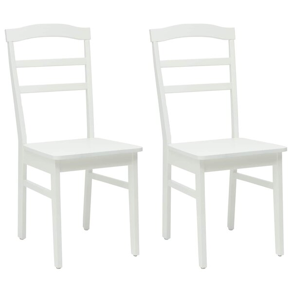 vidaXL Chaise de salle à manger 2 pc Bois de Caoutchouc Massif Blanc