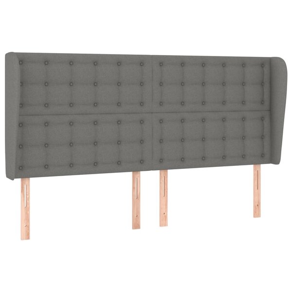 vidaXL Tête de lit avec oreilles Gris foncé 163x23x118/128 cm Tissu