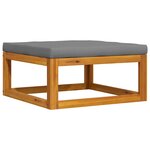 vidaXL Repose-pied avec coussin gris foncé Bois d'acacia massif