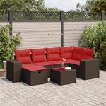 vidaXL Salon de jardin avec coussins 7 Pièces marron résine tressée