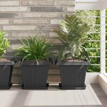 vidaXL Pot de Fleurs Carré 6 pc Noir 33 x 33 x 26 cm Plastique