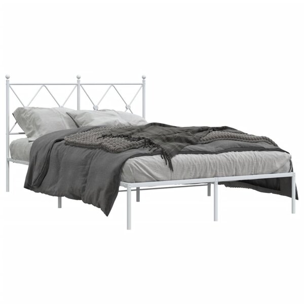 vidaXL Cadre de lit métal sans matelas et tête de lit blanc 120x190 cm