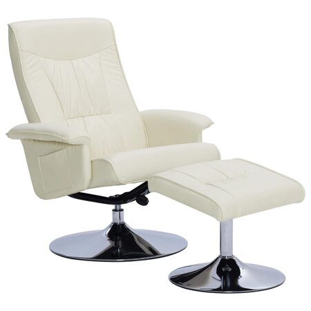 vidaXL Fauteuil inclinable avec repose-pied Crème Similicuir