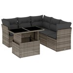 vidaXL Salon de jardin 6 Pièces avec coussins gris résine tressée