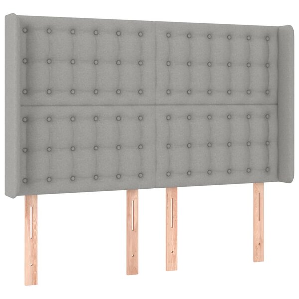 vidaXL Tête de lit avec oreilles Gris clair 147x16x118/128 cm Tissu