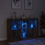 vidaXL Buffet avec lumières LED chêne fumé 162x37x100 cm