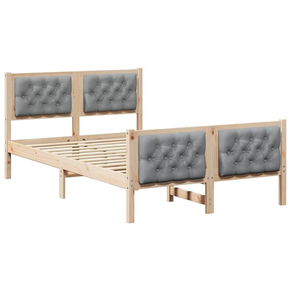 vidaXL Cadre de lit Gris clair 120 x 190 cm Pin massif