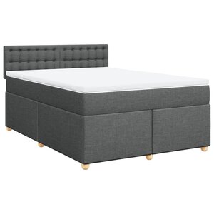 vidaXL Sommier à lattes de lit avec matelas Gris foncé 140x200cm Tissu