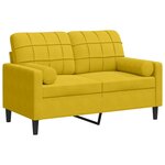 vidaXL Canapé 2 places avec oreillers décoratifs jaune 120 cm velours