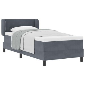 vidaXL Lit à ressorts avec tête de lit Gris foncé 90 x 200 cm Velours