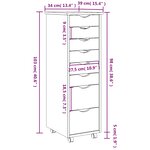 vidaXL Armoire roulante avec tiroirs MOSS gris bois de pin solide
