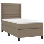 vidaXL Sommier à lattes de lit matelas et LED Taupe 90x190 cm Tissu