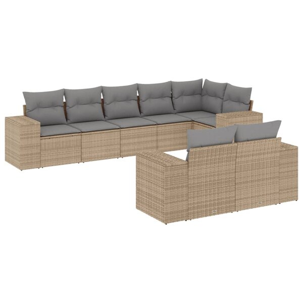 vidaXL Salon de jardin avec coussins 8 Pièces beige résine tressée