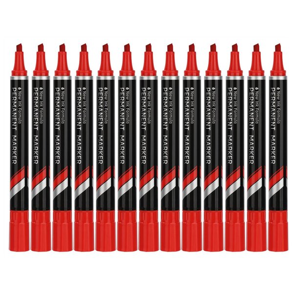 Marqueur permanent think pointe biseautée 1.5-5mm rouge séchage rapide peu odorant x 12 deli