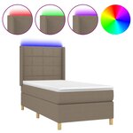 vidaXL Sommier à lattes de lit matelas et LED Taupe 90x190 cm Tissu