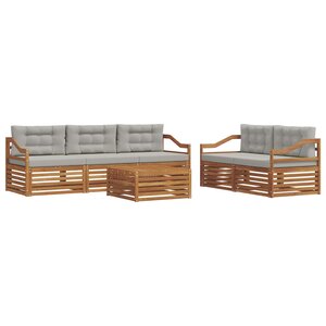 vidaXL Ensemble de canapés d'extérieur 6 pc Gris Naturel et Clair