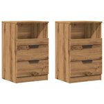 vidaXL Tables de chevet 2 Pièces chêne artisanal bois d'ingénierie