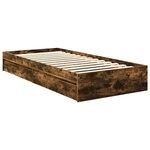 vidaXL Lit de Rangement Chêne fumé 90 x 190 cm Bois d'ingénierie