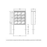 Bloc collectif Leabox  3x4  grade 3  simple face  extérieur  fixation sur pieds à sceller  gris clair ral 7035 finition brillante