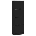 vidaXL Armoire à chaussures 4 tiroirs rabattables noir 60x34x187 5 cm