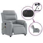 vidaXL Fauteuil de massage inclinable électrique gris clair tissu