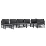 Salon de jardin meuble d'extérieur ensemble de mobilier 7 pièces avec coussins anthracite acier 02_0017067