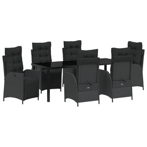vidaXL Ensemble de salle à manger pour jardin 7 pc Noir polyrotin