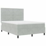 Lit à ressorts vidaXL avec matelas et lumière LED gris clair 140x190 cm en velours