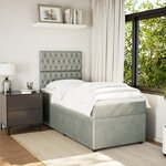 vidaXL Sommier à lattes de lit et matelas Gris clair 100x200cm Velours