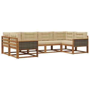 vidaXL Ensemble de canapés d'extérieur 6 Pièces Naturel et Beige
