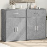 vidaXL Buffets 2 Pièces gris béton 60x30x84 cm bois d'ingénierie