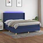 vidaXL Sommier à lattes de lit matelas et LED Bleu 180x200 cm Tissu