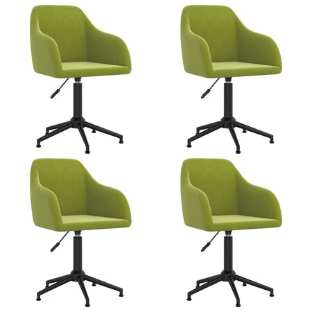 vidaXL Chaises pivotantes à manger lot de 4 vert clair velours