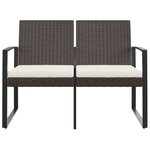 vidaXL Banc de jardin à 2 places avec coussins marron PP rotin
