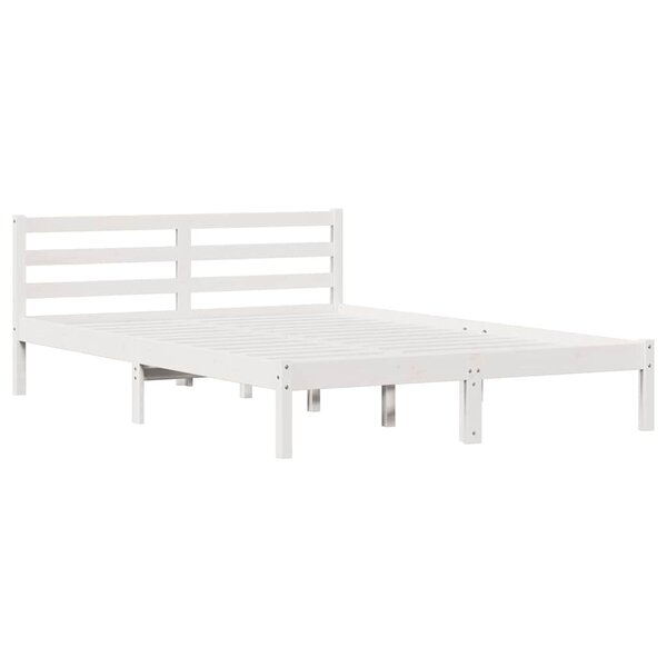 vidaXL Cadre de lit Blanc 210 x 140 cm Bois massif en pin