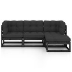 vidaXL Salon de jardin 4 Pièces avec coussins Bois de pin massif