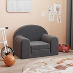 vidaXL Canapé-lit pour enfants Anthracite Peluche douce