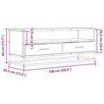 vidaXL Meuble TV chêne fumé 100x34 5x40 cm bois d'ingénierie et métal