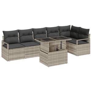 vidaXL Ensemble de canapé de jardin 7 pc Gris clair polyrotin