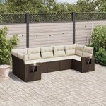 vidaXL Salon de jardin avec coussins 7 Pièces marron résine tressée