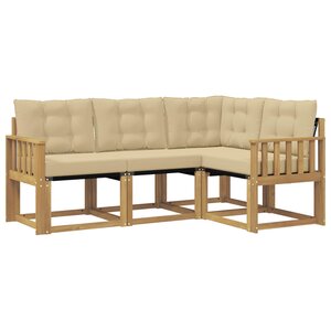 vidaXL Ensemble de canapés d'extérieur 4 Pièces Blanc et Beige