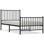 vidaXL Cadre de lit métal sans matelas avec pied de lit noir 90x190 cm