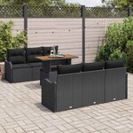 vidaXL Ensemble de canapé de jardin 7 Pièces Noir Poly rotin