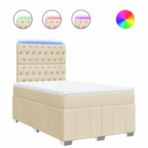 vidaXL Sommier à lattes de lit avec matelas crème 120x190 cm tissu